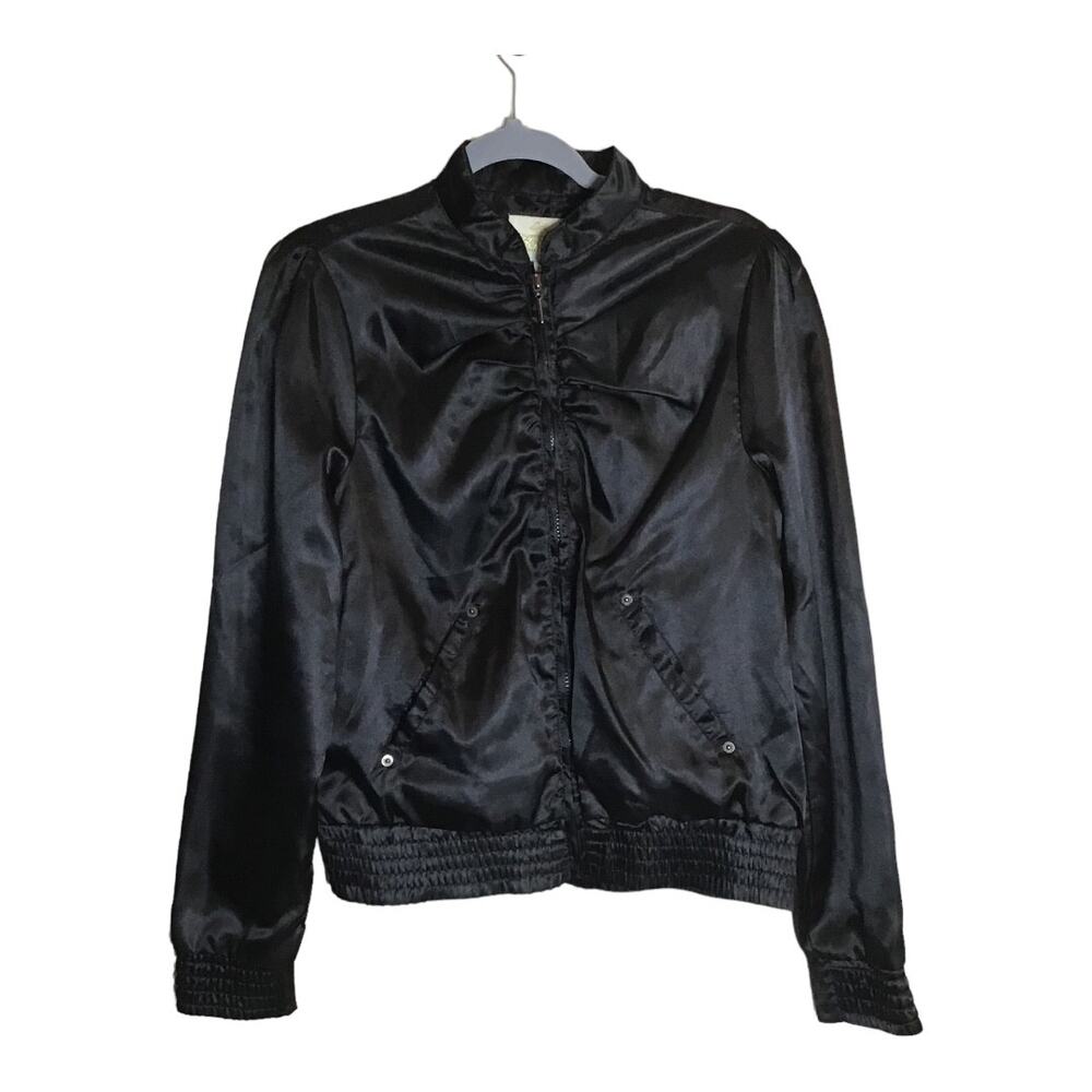 Jordache Women’s Black  Vintage Satin Jacket Size Med. EUC Retro Y2K